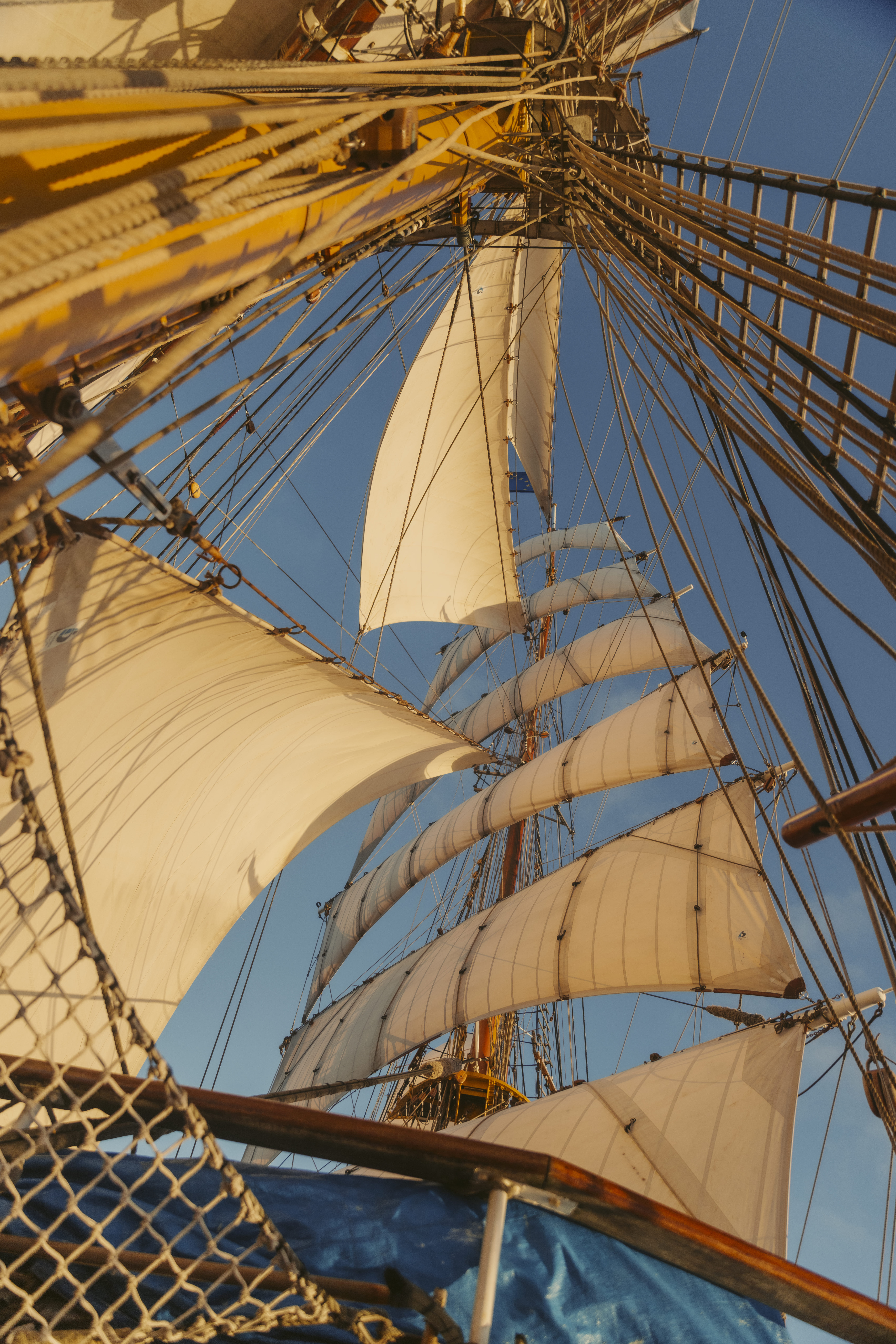Voyage crew on deck aboard Bark EUROPA in the Pacific